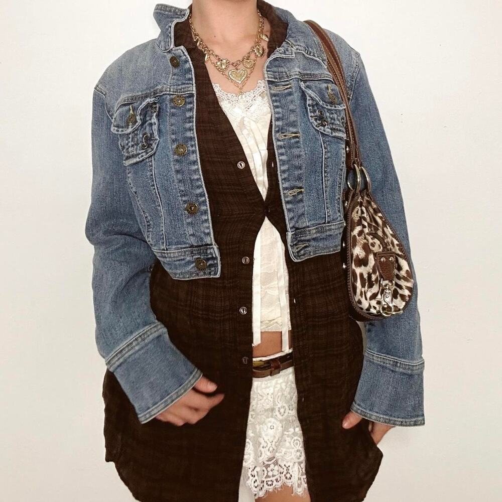 Y2k star jeans cropped denim jacket